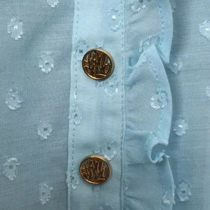 Lilly Pulitzer Tops - Lilly Pulitzer AQUA Pin Dot RUFFLE Elsa Top Blouse Lilly Pulitzer Tops - Lilly Pulitzer AQUA Pin Dot RUFFLE Elsa Top Blouse